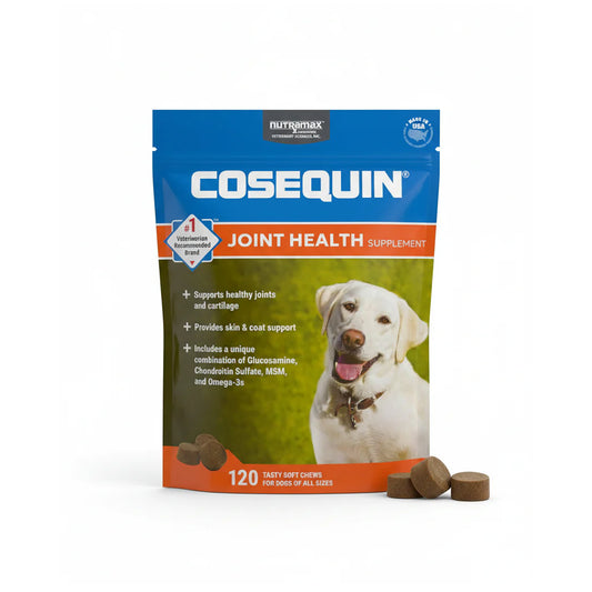 Nutramax Cosequin Dog Joint Health Soft Chews, Glucosamine, Chondroitin, MSM, Omega-3s, 120 Count