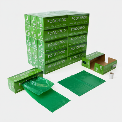 POOCHPOO Biodegradable Dog Waste Bags - 6000 Ct, 8"x13", 30 Rolls, Green