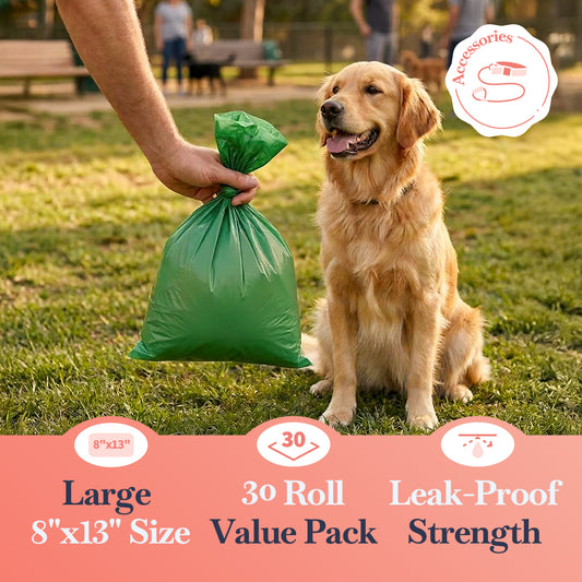 POOCHPOO Biodegradable Dog Waste Bags - 6000 Ct, 8"x13", 30 Rolls, Green