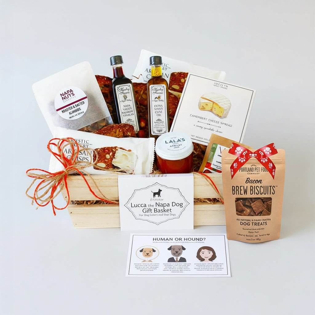 Lucca the Napa Dog Gift Basket: Human & Dog Treats for All Occasions