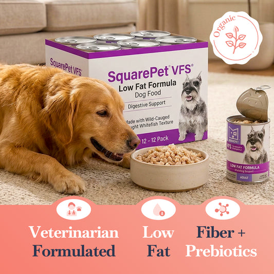 SquarePet VFS Low Fat Dog Food, 13oz Can / 12 Pack, Whitefish, Digestive Support