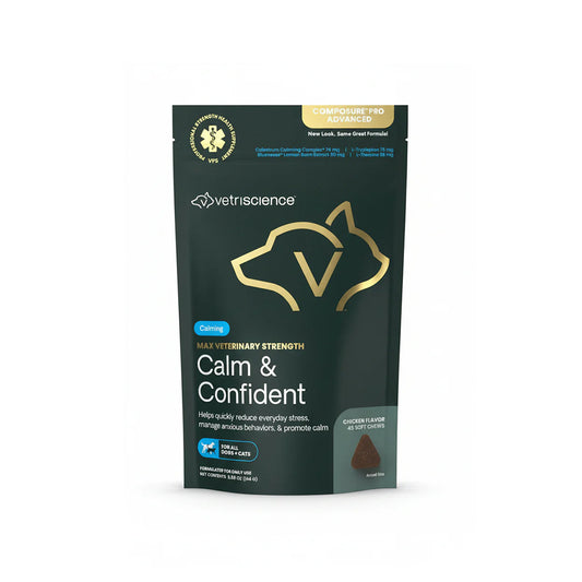 VetriScience Calm & Confident Chews for Dogs & Cats - Stress Relief Supplement (45 Count)