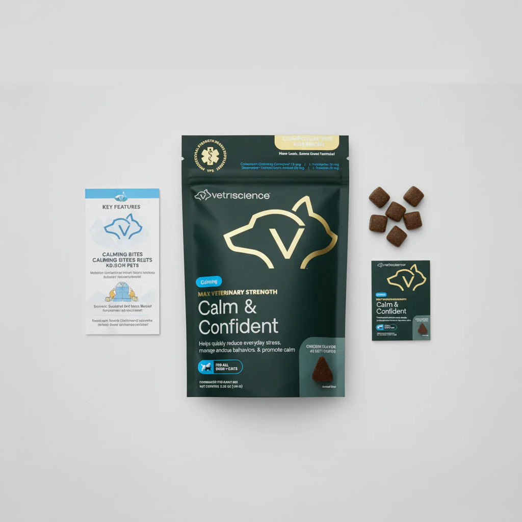 VetriScience Calm & Confident Chews for Dogs & Cats - Stress Relief Supplement (45 Count)